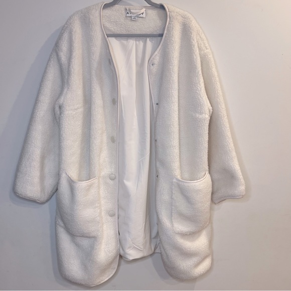 Ava & Viv Sherpa Overcoat Jacket - Size 0X 16/18- Cream - Plus Size - Picture 6 of 11